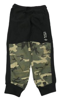 Černo-khaki-béžové tepláky s army prvky Primark