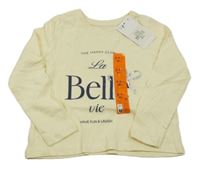 Nové - Smetanové triko s nápisy a mašlí Primark