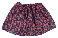 Čierno-fuchsiovo-modrá kvetovaná sukňa