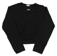 Čierne crop tričko s nápisom H&M