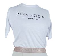 Dámske biele crop tričko s logy Pink Soda