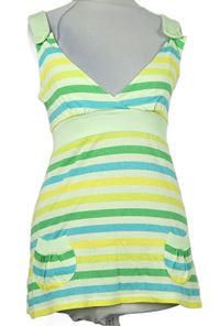 Dámský žluto-modro-zelený pruhovaný top Bershka 