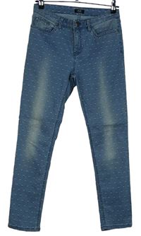 Dámské světlemodré tečkované skinny rifle F&F