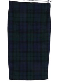 Dámska zeleno-tmavomodrá kockovaná púzdrová sukňa Primark