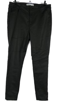 Dámske čierne potiahnuté é skinny nohavice s vysokým pasom Next