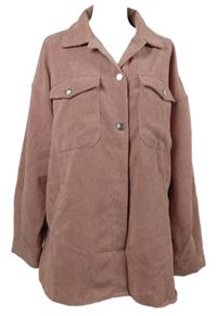 Dámská růžová manšestrová košilová bunda Shein 