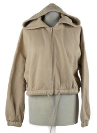 Dámská béžová crop oversized propínací mikina s kapucí H&M