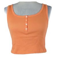 Nové - Dámský lososový žebrovaný crop top UniQlo 