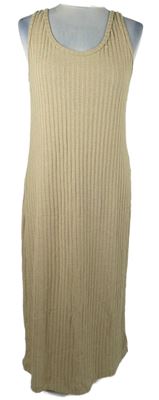 Dámské béžové žebrované pletené midi šaty H&M