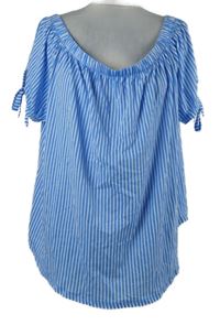 Dámská modro-bílá proužkovaná halenková tunika s lodičkovým výstřihem H&M