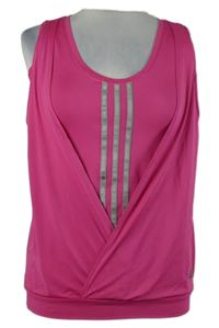 Dámský fuchsiový sportovní funkční top s pruhy Adidas 