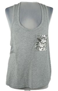 Dámský šedý top s flitrovou kapsou MNG 