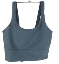 Dámský šedý žebrovaný crop sportovní top 
