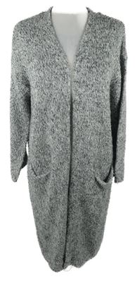Dámský černo-šedý melírovaný svetrový dlouhý cardigán H&M