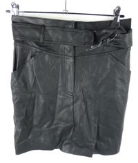 Dámska čierna koženková sukňa s opaskom H&M