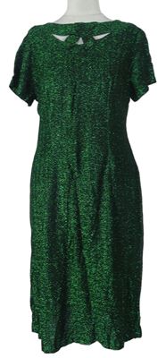 Dámske čierno-zelené trblietavé šaty