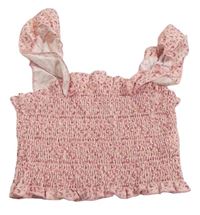 Ružový kvetinový žabičkový crop top Shein