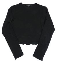 Černé žebrované crop triko New Look