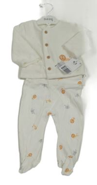 -Nové 2set- biela zamatová prepínaci mikina so zvířátky+ polodupky Matalan