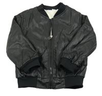 Černá koženková zateplená bunda