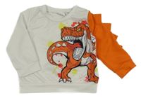 Bielo-oranžová ľahká mikina s dinem