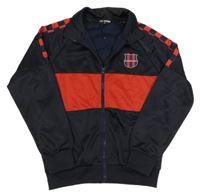 Tmavomodro-červená športová futbalová prepínaci mikina s nášivkou