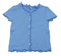 Modré žebrované tričko s knoflíčky Only