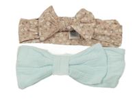 2x čelenka - světlemodrá + ružovohnedá  s kvetinami