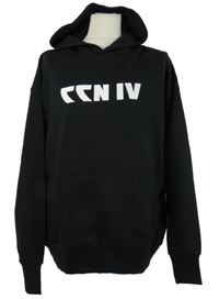 Pánska čierna mikina s nápisom a kapucňou