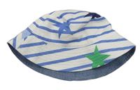 Bielo-modrý pruhovaný klobúk s hviezdami