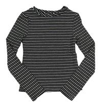 Čierno-strieborné pruhované crop rebrované tričko F&F