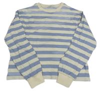 Světlemodro-biele pruhované crop tričko Zara