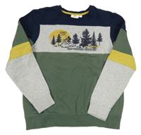 Tmavomošedo-šedo-khaki mikina so stromky Kids