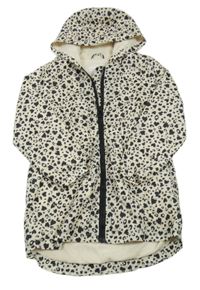 Světlebéžovo-černá vzorovaná šusťáková jarní parka s kapucí Matalan