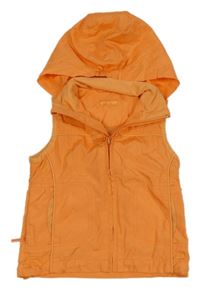 Oranžová šušťáková podšitá vesta s kapucňou