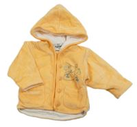 Oranžová zamatová prepínaci podšitá mikina s výšivkou a kapucňou