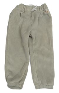 Béžové žebrované sametové zateplené tepláky C&A