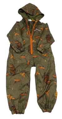 Khaki šusťáková jarní kombinéza s Gruffalem a kapucí