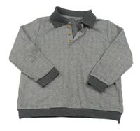 Tmavošedo-biela vzorovaná mikina s golierikom George