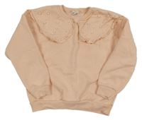 Lososová mikina s golierom a perlami