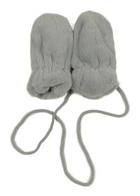 Šedé chlupaté zateplené rukavice so šňůrkou Topomini