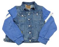 Modrá rifľová bunda s mikinovymi rukávy REPLAY