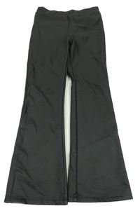 Černé koženkové flare kalhoty H&M