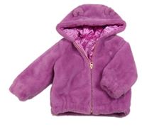 Fialová kožešinová zateplená bunda s kapucí Nutmeg