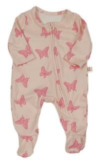 Svetloružový overal s motýly