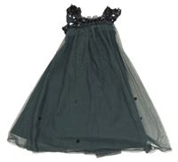 Tmavošedé tylové šaty s pajetkami Monsoon