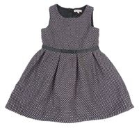 Šedo-růžové vzorované vlněné šaty s mašlí C&A