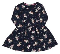 Tmavomodré teplákové šaty s jednorožci a srdíčky C&A