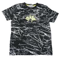Černo-bílé vzorované tričko s nápisem H&M