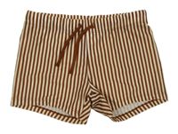 Hnědo-smetanové pruhované nohavičkové plavky H&M